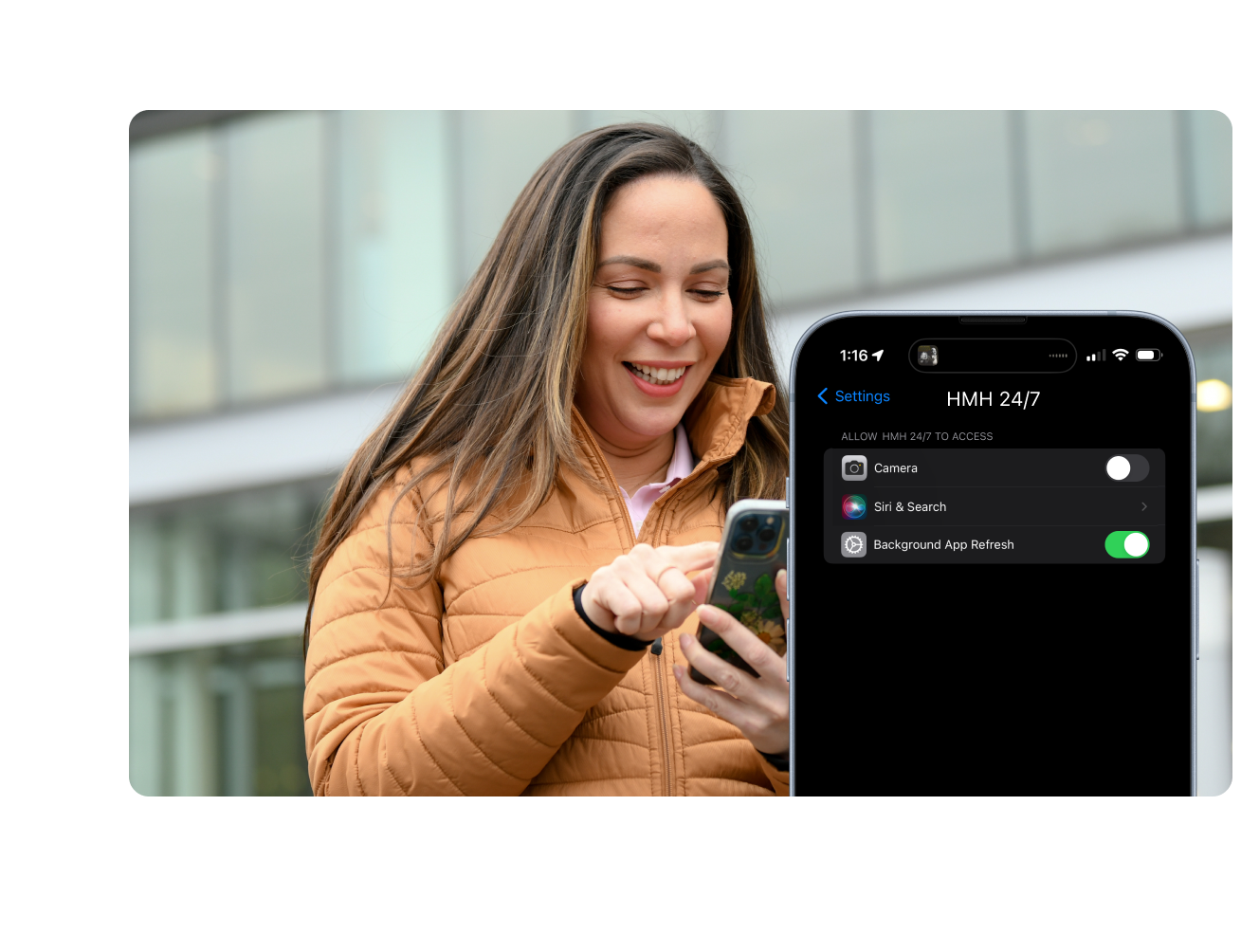 Lady updating app settings