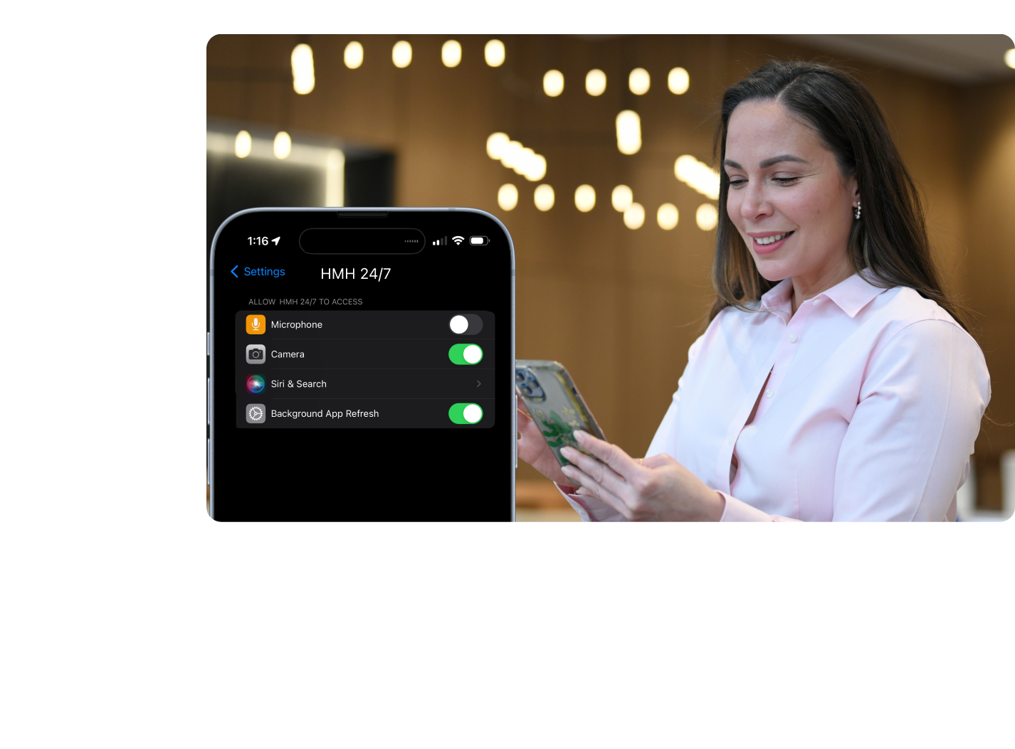 Lady updating app settings